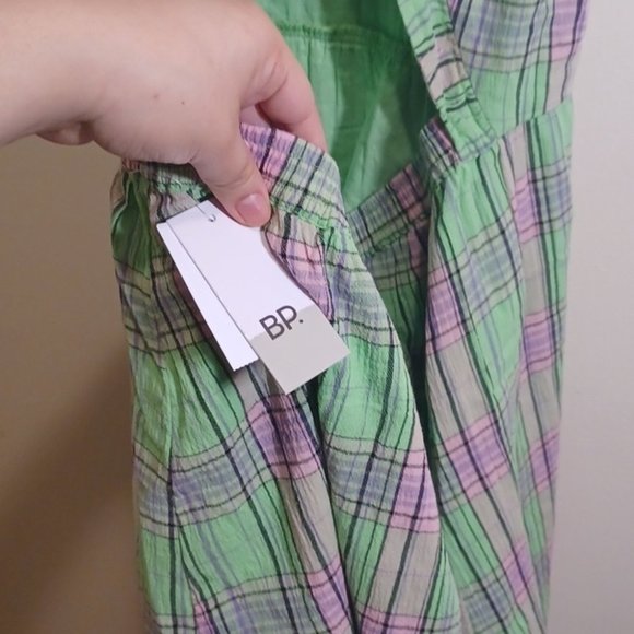 B.P Green Print Square Neck Cotton Minidress - Picture 9 of 12